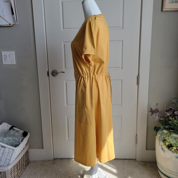 Floraweg NWT Women's Jersey Dress Button Yoke Waist tie Light Yellow Sz 1 US 16 - Picture 3 of 8